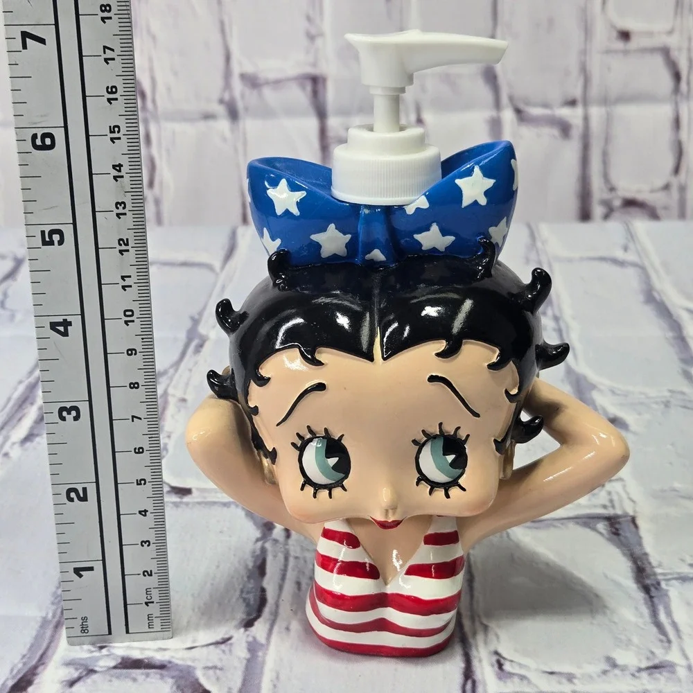 Betty Boop‎ Red White Striped Swimsuit Blue Star Bow Liquid Soap Dispenser Pump